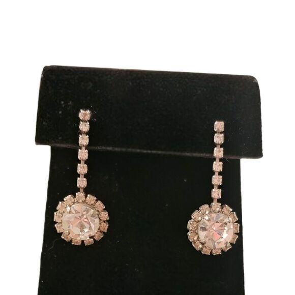 Vintage Crystal Drop Glamorous Dazzle Post Earrings - Picture 7 of 7